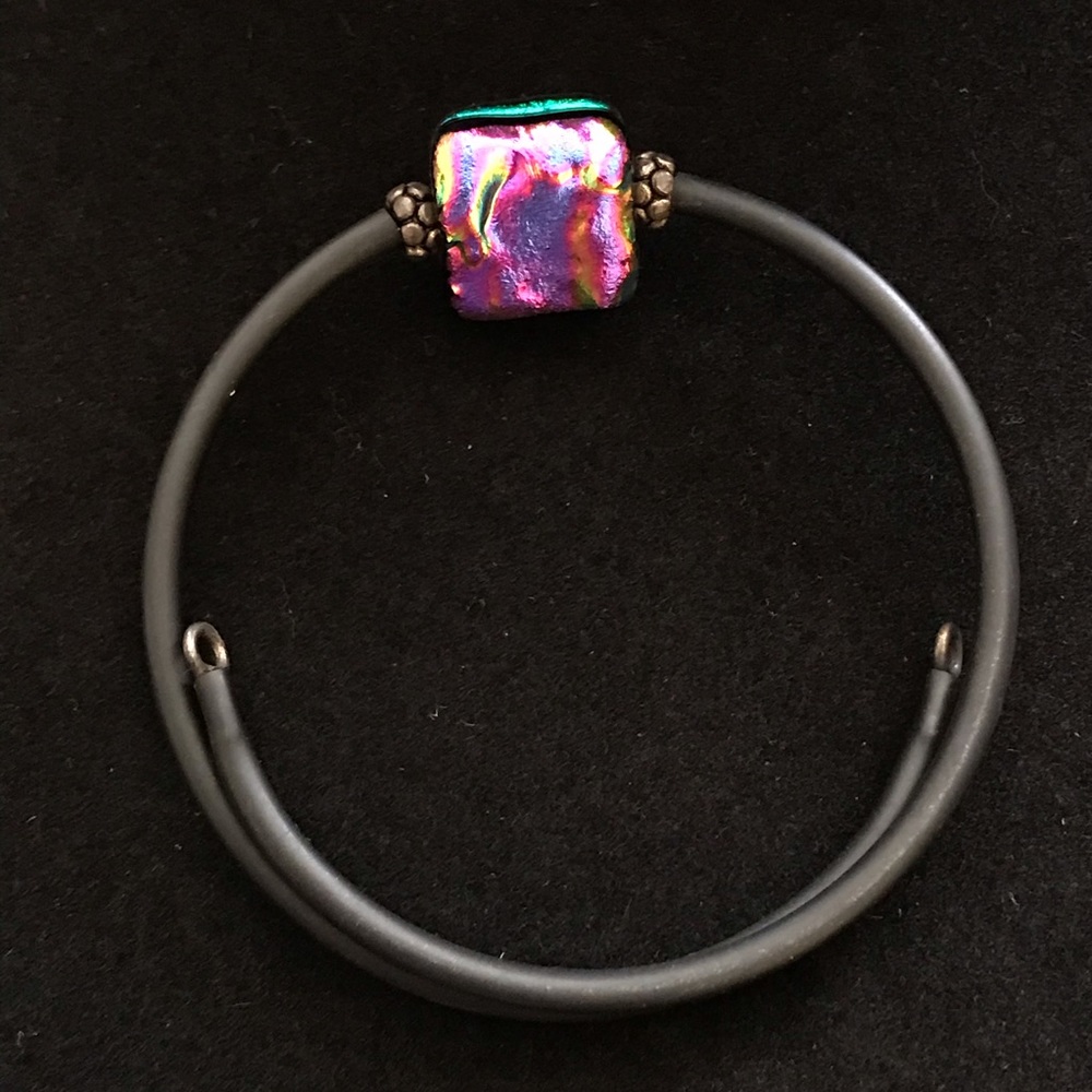 Dichroic Glass & Rubber Bracelet